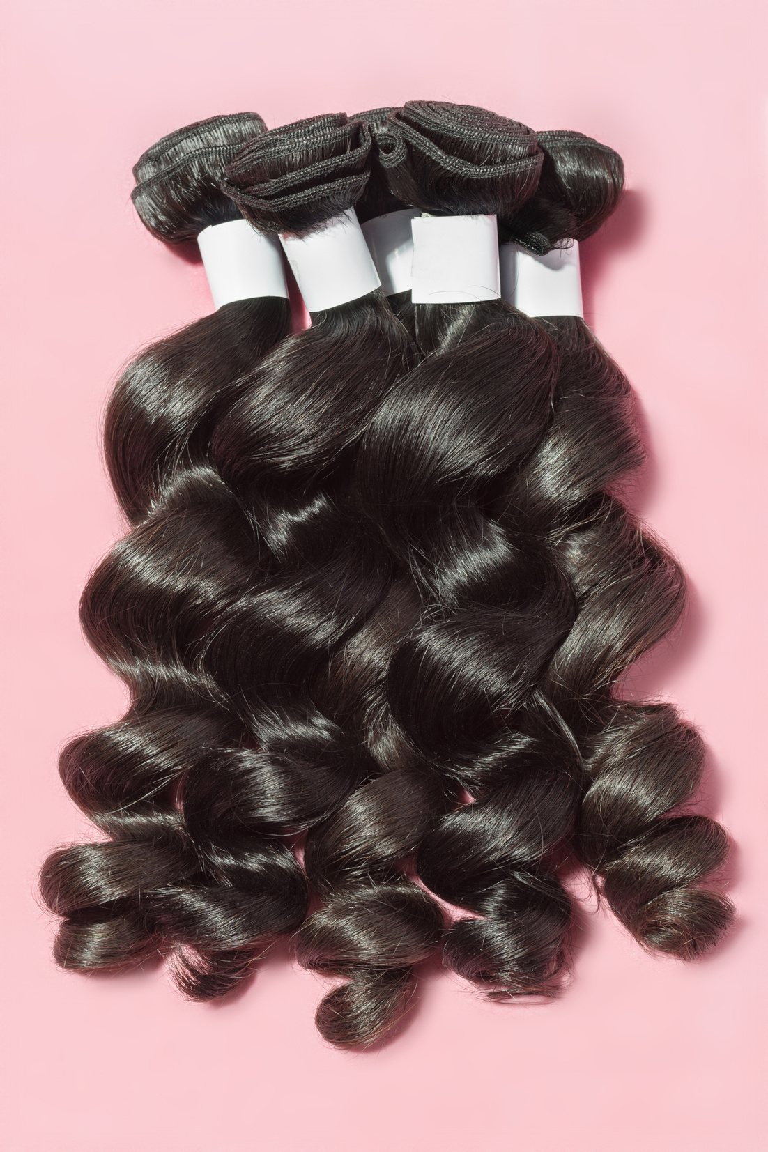 Loose wavy spiral black human hair weaves extensions bundles